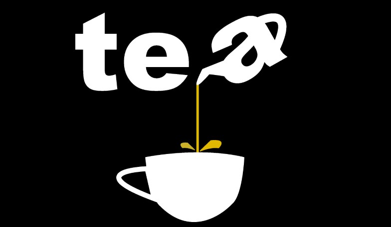 Tea cup Logo represented using white colour.